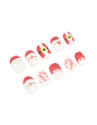 Santa Candy Cane Press-On Nail Set - link has visual effect only