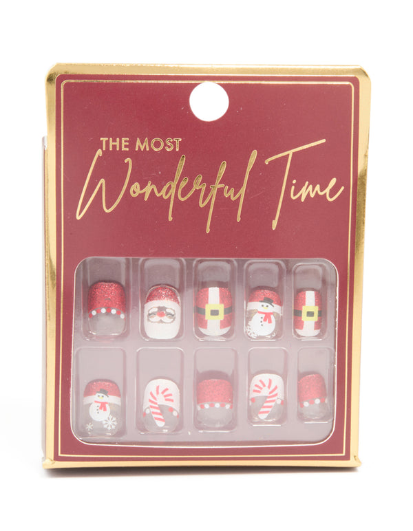 Santa Candy Cane Press-On Nail Set