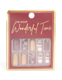 Burgundy & Gold Glitter Snowflake Press-On Nail Set - link has visual effect only