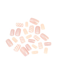 Pink Glitter & Candy Cane Press-On Nail Set - link has visual effect only