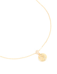 Gold Plated Cubic Zirconia Mini Libra Zodiac Sign Pendant Necklace - link has visual effect only