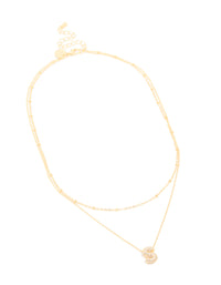 Gold Plated Cubic Zirconia Pave Bubble Letter S Layered Necklace - link has visual effect only