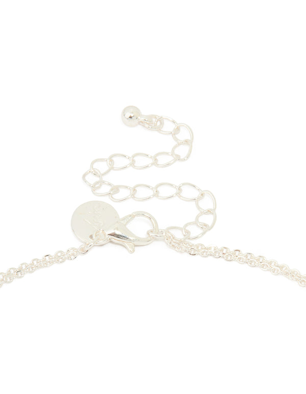 Silver Plated Cross & Mary Pendant Layered Necklace