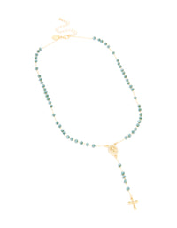 Gold Plated Dark Blue Diamante Rosary Necklace - link has visual effect only