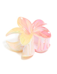 Iridescent Pink Frangipani Flower Claw Clip - link has visual effect only