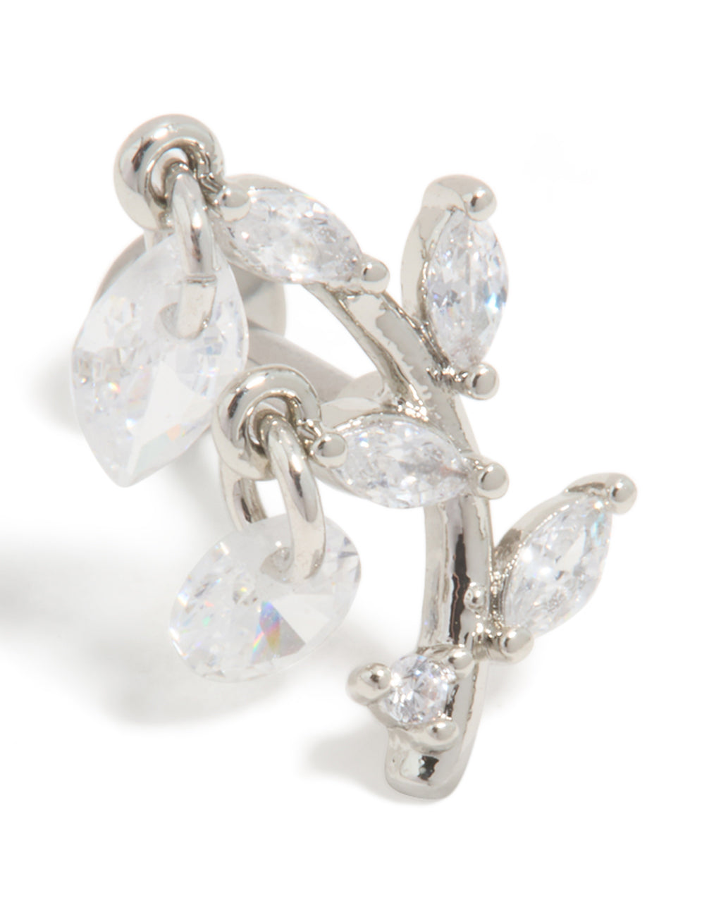 Titanium Cubic Zirconia Vine Ear Crawler Single Flat Back Stud