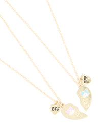 Kids Gold Cat BFF Heart Necklace Pack - link has visual effect only