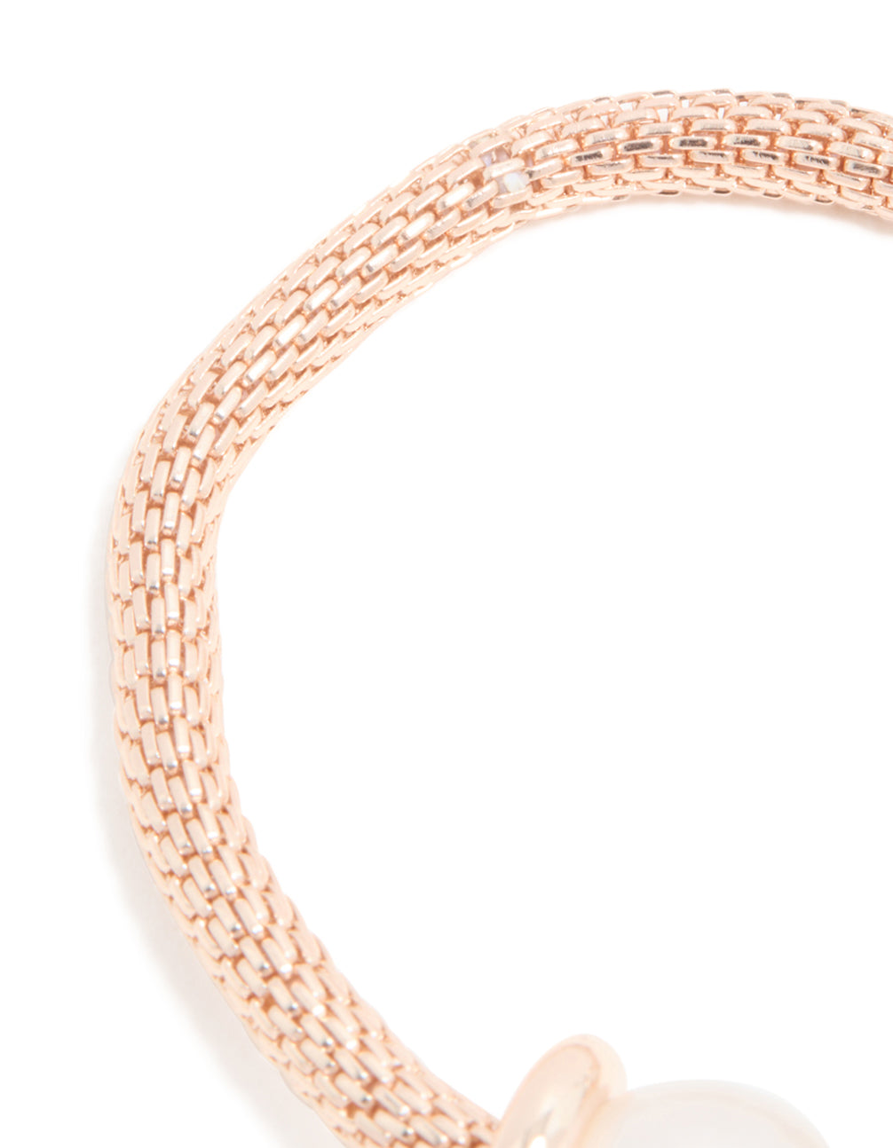 Kids Gold Pink Pearl Cat Stretch Charm Bracelet & Ring Set