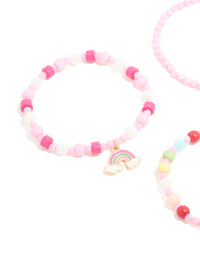 Kids Rainbow Charm Beaded Stretch Bracelets 3-Pack - link has visual effect only