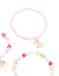 Kids Rainbow Charm Beaded Stretch Bracelets 3-Pack - link has visual effect only