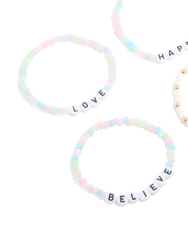 Kids Beaded Love Stretch Bracelet Pack