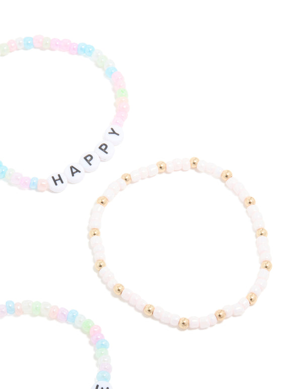 Kids Beaded Love Stretch Bracelet Pack