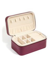Burgundy PU Leather Rectangular Layered Jewellery Box - link has visual effect only