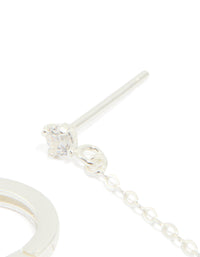 Sterling Silver Cubic Zirconia Chain Huggie & Stud Double Earring - link has visual effect only