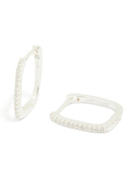 Sterling Silver Cubic Zirconia Pavé Oblong Hoop Earrings - link has visual effect only