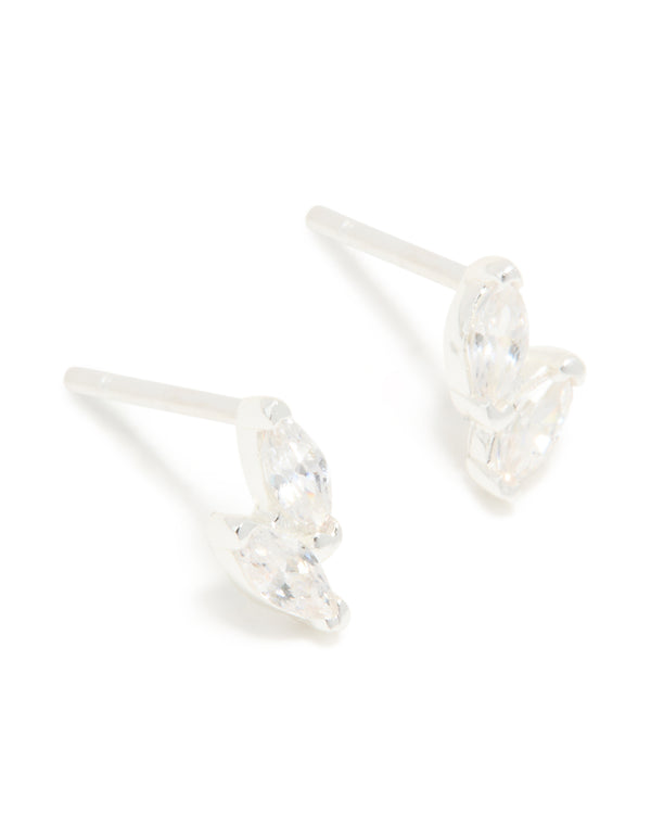 Sterling Silver Cubic Zirconia Cluster Stud Earrings