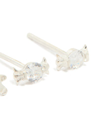 Sterling Silver Cubic Zirconia Xmas Gingerbread Man & Candy Stud Earrings 2-Pack - link has visual effect only