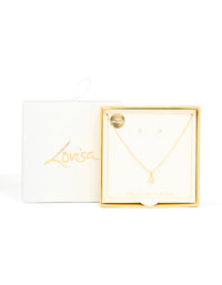 Gold Plated Cubic Zirconia Mini Pendant Necklace & Stud Earrings Set - link has visual effect only
