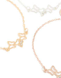 Mixed Metal Diamante Butterfly Trio Bracelets 3-Pack - link has visual effect only