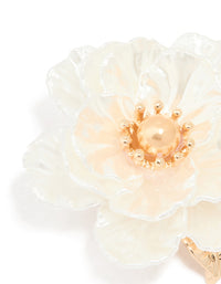 Gold Acrylic White Flower Brooch - link has visual effect only