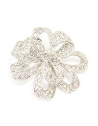 Silver Diamante Knotted Flower Brooch - link has visual effect only