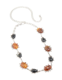Antique Silver Mixed Stone Resin Bug Boho Belt - link has visual effect only