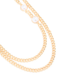 Gold Pearl Double Row Chain Belt - link has visual effect only