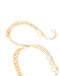 Gold Pearl Double Row Chain Belt - link has visual effect only