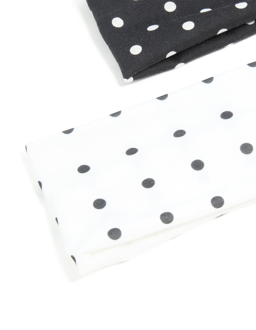 White & Black Polka Dot Stretch Fabric Headbands 2-Pack