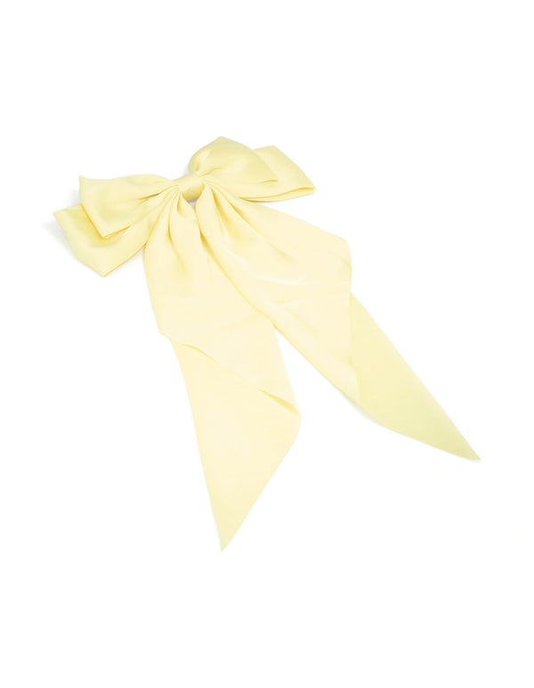 Butter Yellow Satin Fabric Bow Clip