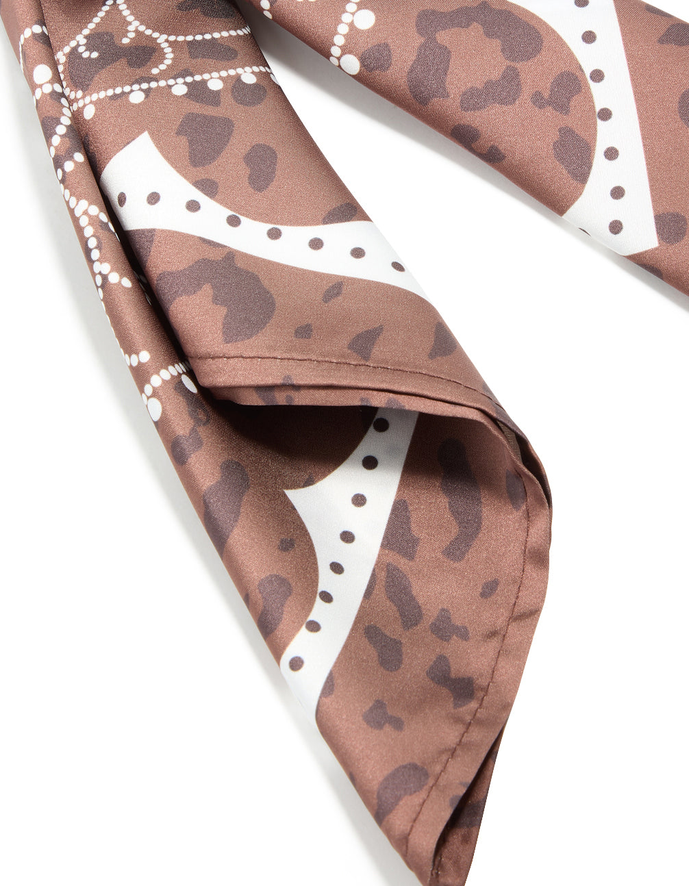 Designed with animal leopard print pattern, a western fabric scarf details side view