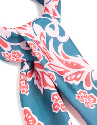 Red & Blue Flower Silhouette Print Fabric Scarf - link has visual effect only