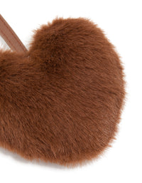 Brown Fluffy Fabric Heart Key Chain - link has visual effect only