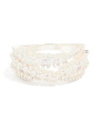 Silver Plated Cubic Zirconia Crossover Layered Ring - link has visual effect only