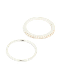 Silver Plated Simple Cubic Zirconia & Smooth Rings 3-Pack - link has visual effect only