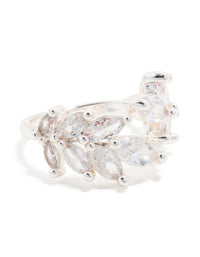 Silver Plated Cubic Zirconia Leaf Wrap Ring - link has visual effect only