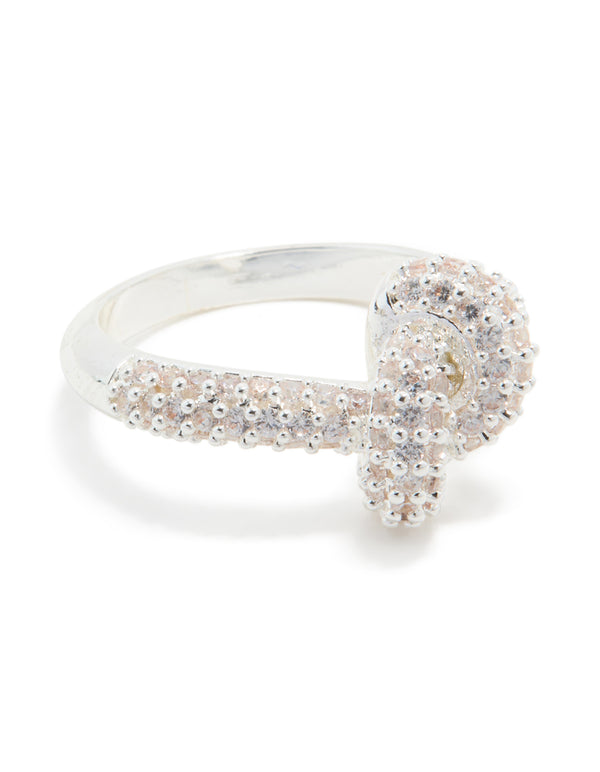 Silver Plated Cubic Zirconia Modern Knot Ring