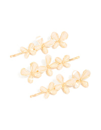 Gold Pink Butterfly Trio Hair Clips 3-Pack - link has visual effect only