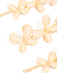 Gold Pink Butterfly Trio Hair Clips 3-Pack - link has visual effect only