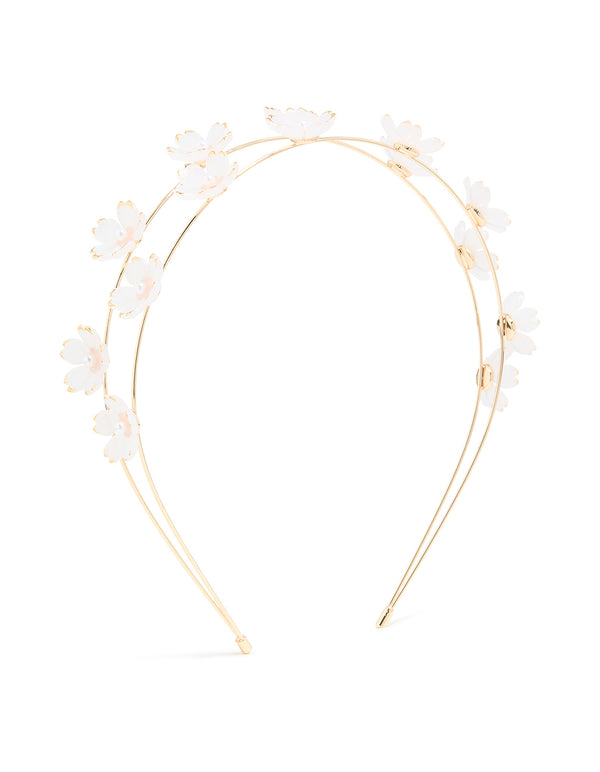Gold Pearl Small Flower Headband