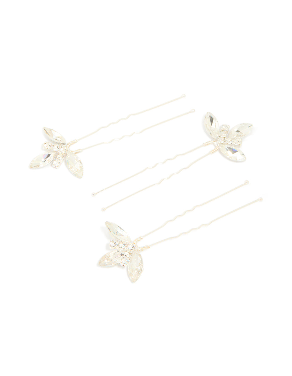 Silver Diamante Marquise Trio Hair Pins 3-Pack