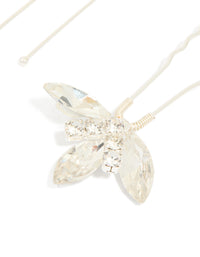 Silver Diamante Marquise Trio Hair Pins 3-Pack - link has visual effect only
