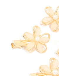 Gold Twisted Pink Flower Hair Clips 4-Pack - link has visual effect only
