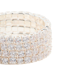 Silver Plated Cubic Zirconia 4-Row Wrap Ring - link has visual effect only