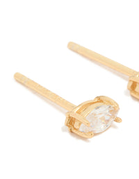 Gold Plated Sterling Silver Cubic Zirconia Oval Stud Earrings - link has visual effect only