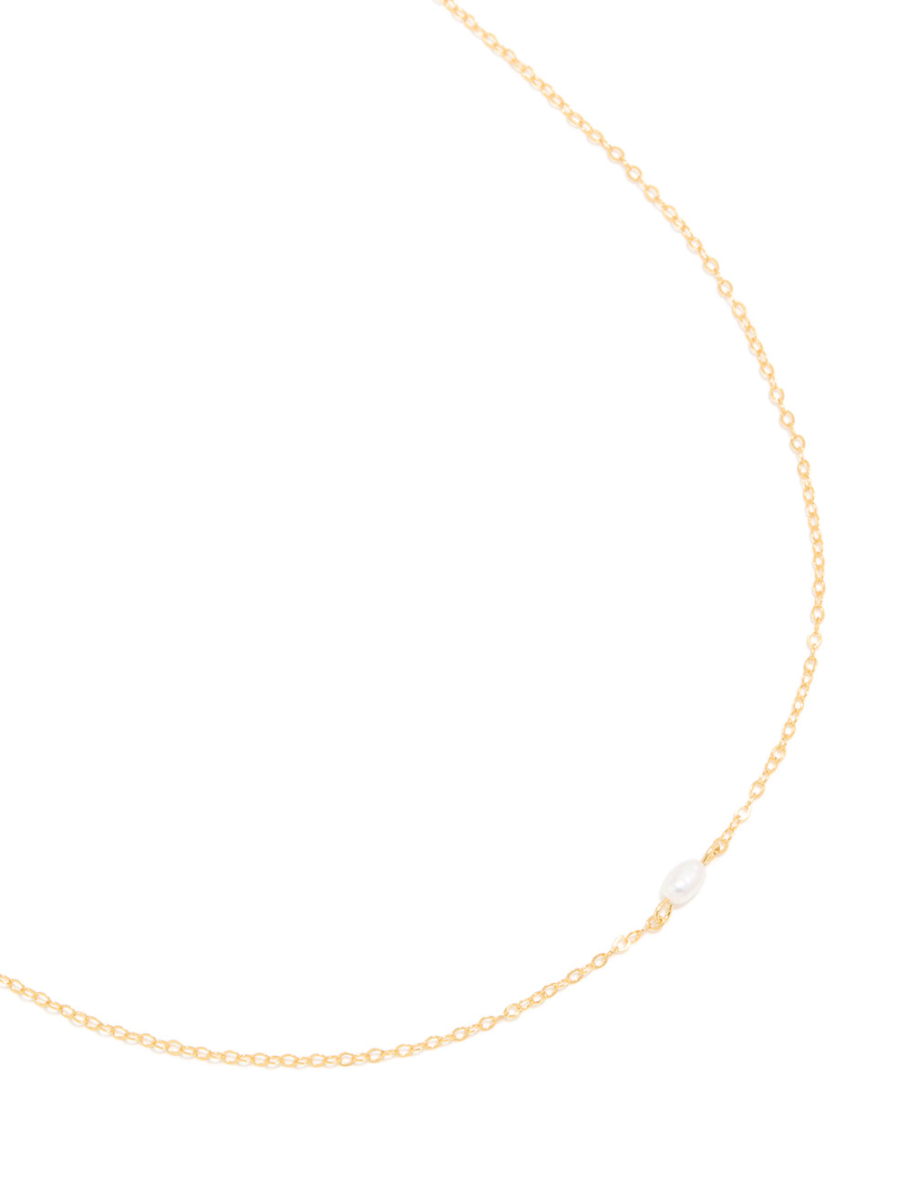 Gold Plated Sterling Silver Tiny Pearl Pendant Necklace