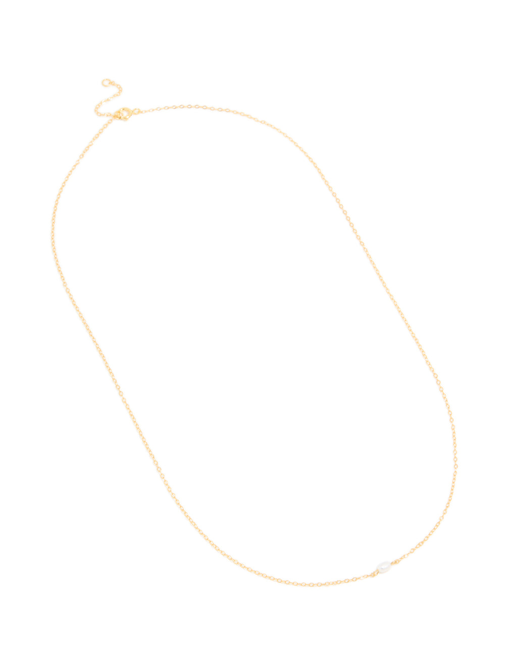 Gold Plated Sterling Silver Tiny Pearl Pendant Necklace
