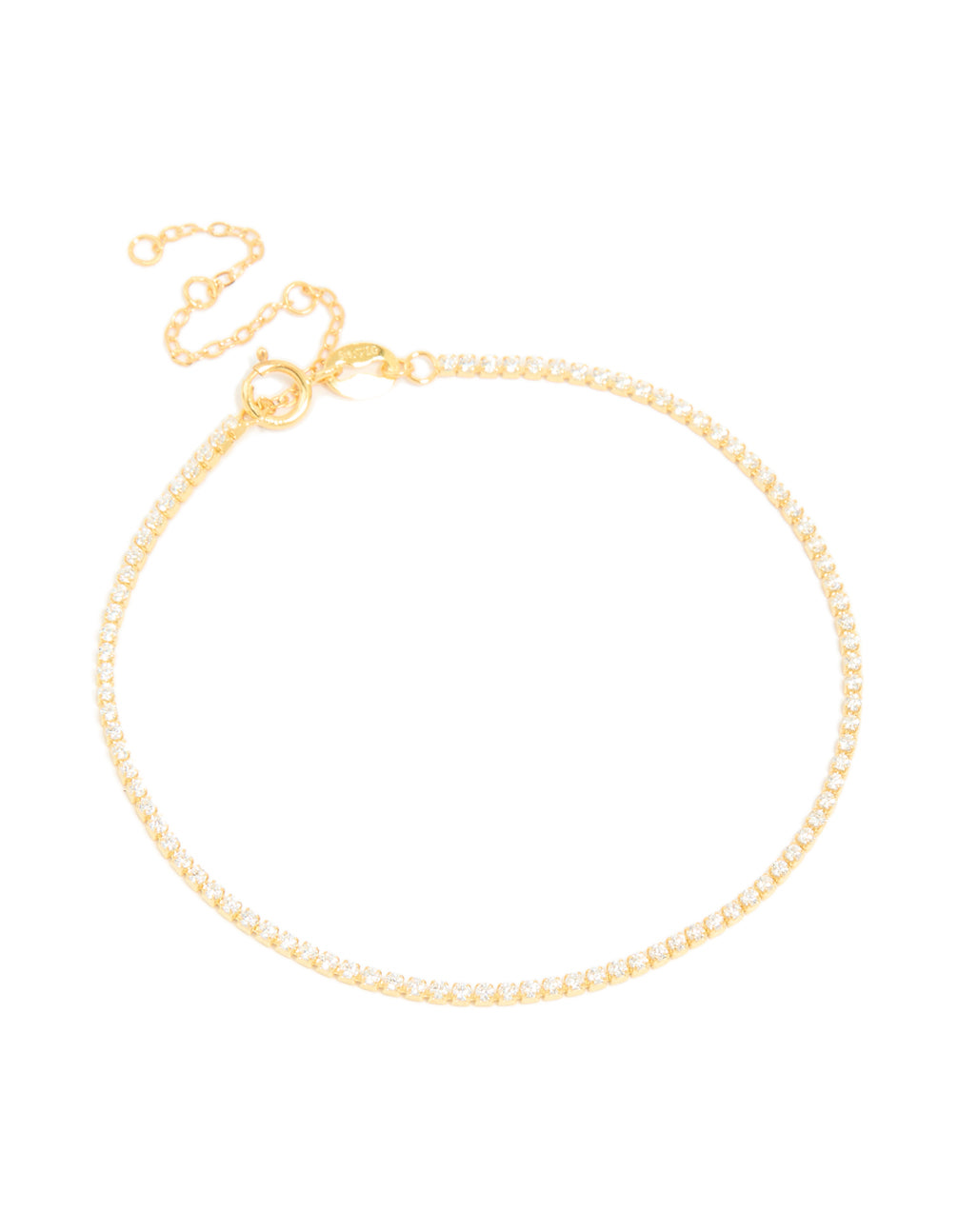 Gold Plated Sterling Silver Cubic Zirconia Tiny Tennis Bracelet
