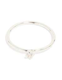 Silver Plated Cubic Zirconia Flower Stacking Rings 3-Pack - link has visual effect only