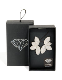 Silver Cubic Zirconia Fan Earrings - link has visual effect only